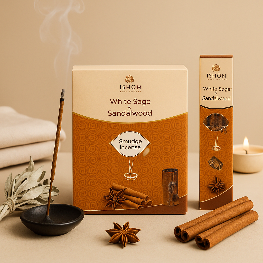 Ishom White Sage and Sandalwood Smudge Incense Sticks