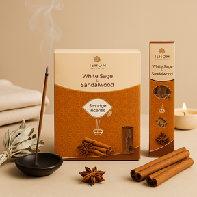Ishom White Sage and Sandalwood Smudge Incense Sticks