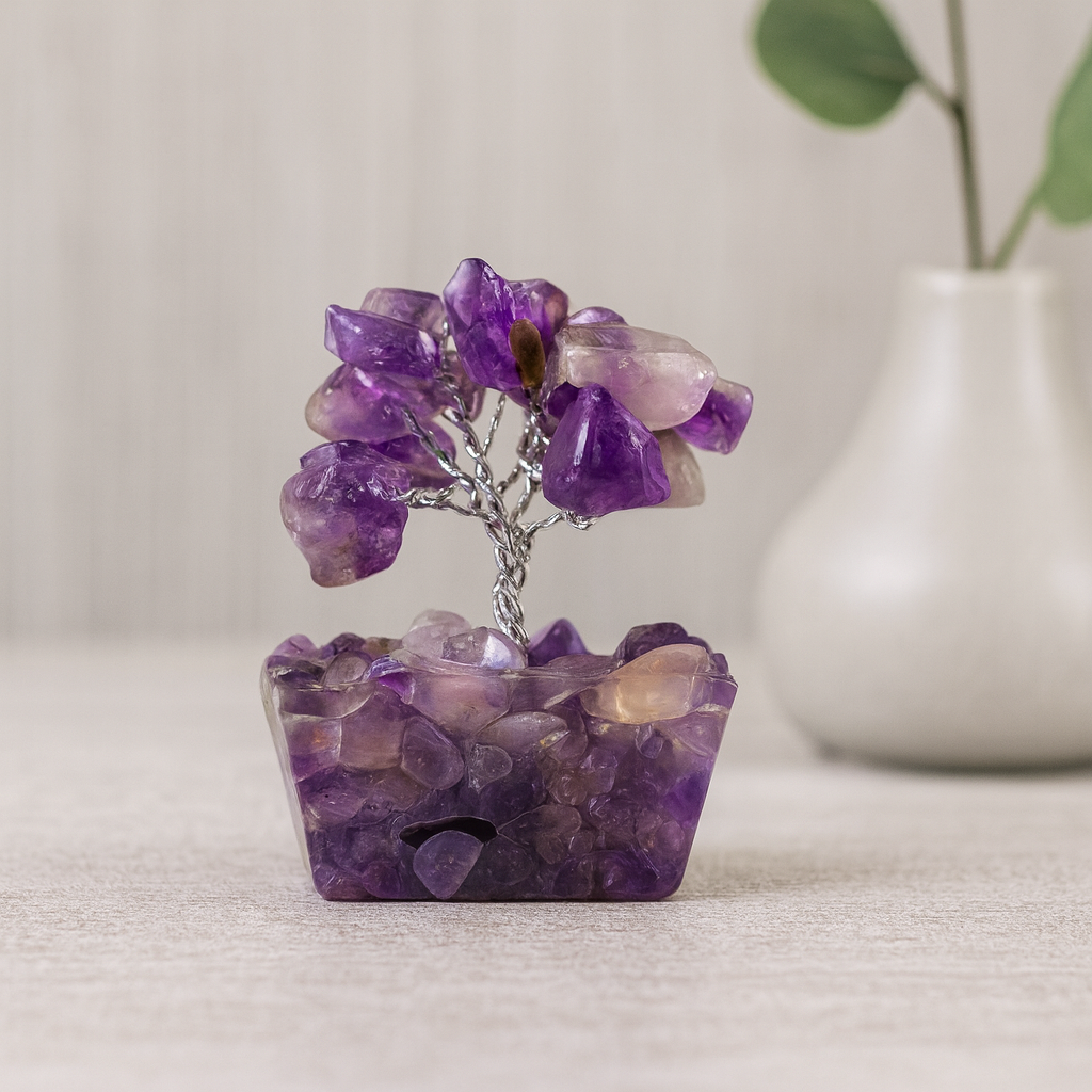 Amethyst Crystal Tree on Orgonite Base, 15 Stones