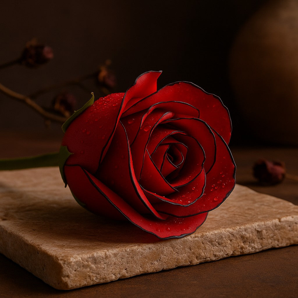 Rosas de Sabão Vermelhas com Borda Preta, 10 Peças