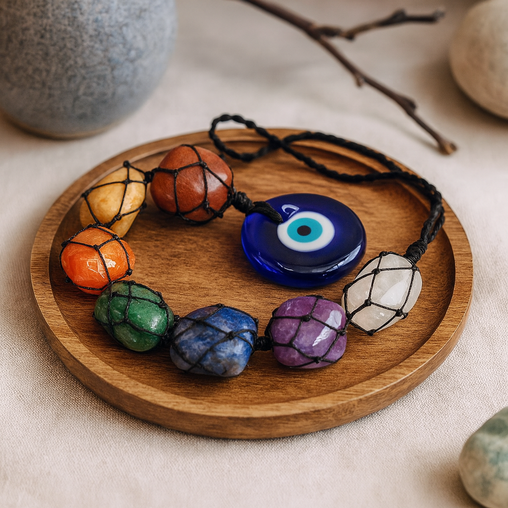 Pendente dos 7 Chakras com Olho Turco Suspenso