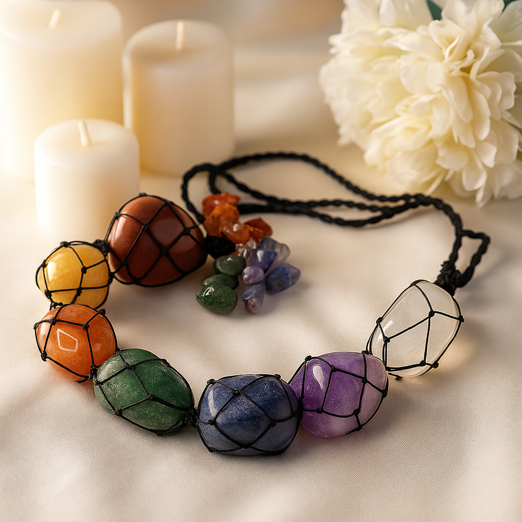 Colar com Pendente de Pedra dos 7 Chakras