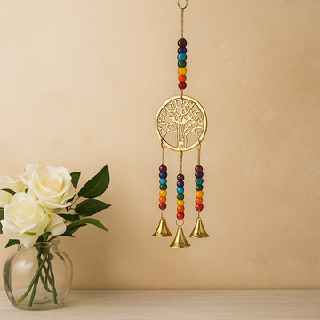 Tree of Life Chakra Wind Chime, Brass Bells