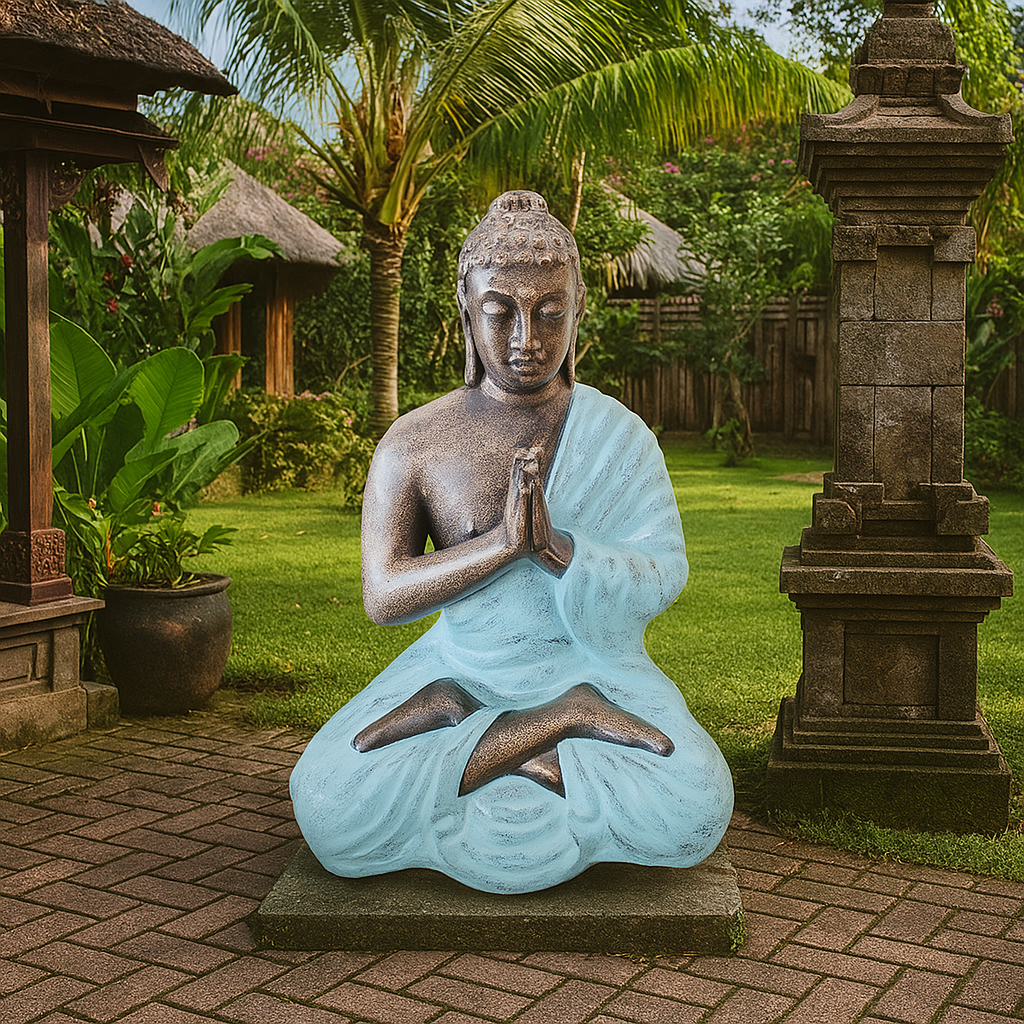 Buddha statue bedende turkis guld 1.2m bronze finish