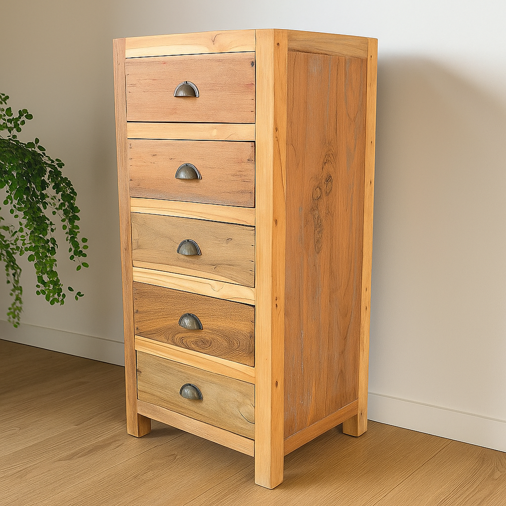 5 fiókos komód újrahasznosított faanyagból