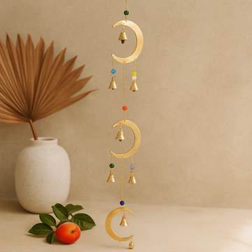 Brass Wind Chime 10 Bells Indian Moon Drop