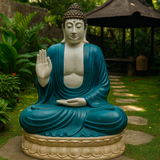 Socha Buddhy, thajský tyrkys a kámen 0,96 m meditující