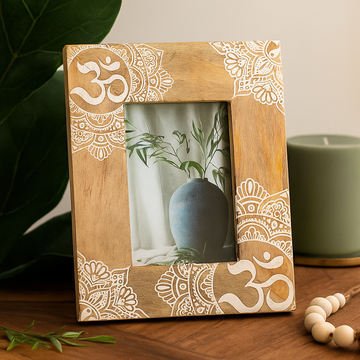 Rama foto lemn de mango 13x18 cm Mandala albă