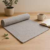 Středně šedý ručně tkaný bavlněný koberec