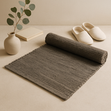 Bomulls teppe stort kullgrått indisk håndvevd