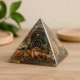 Orgonitová pyramida krystal měděná želva, 60mm