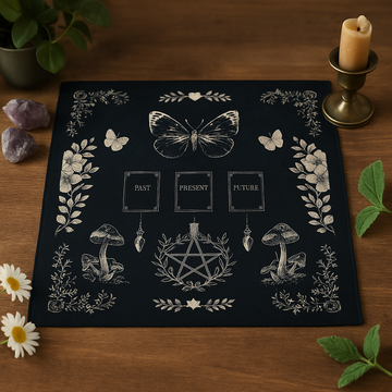 Tela para lectura de tarot con pentagrama Pasado Presente Futuro