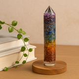 Bacchetta di Potere Orgonite Rame e Cristalli 15cm