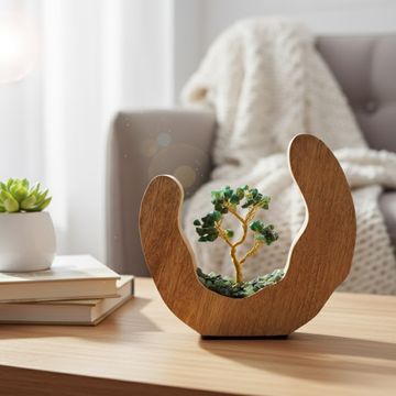 Árbol de Cristal Aventurina Verde Madera de Mango 60 Chips