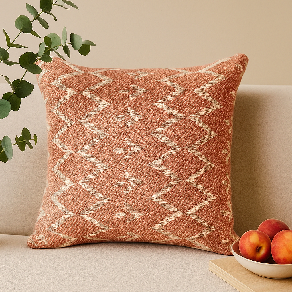 Poszewka na poduszkę, różowa boho geometryczna bawełniana 40x40 cm