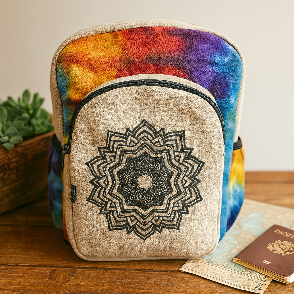 Mochila de Cânhamo Grande Mandala Tie-Dye