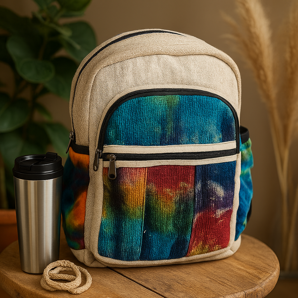 Mochila de Cânhamo Tie-Dye Média Sem Estampa
