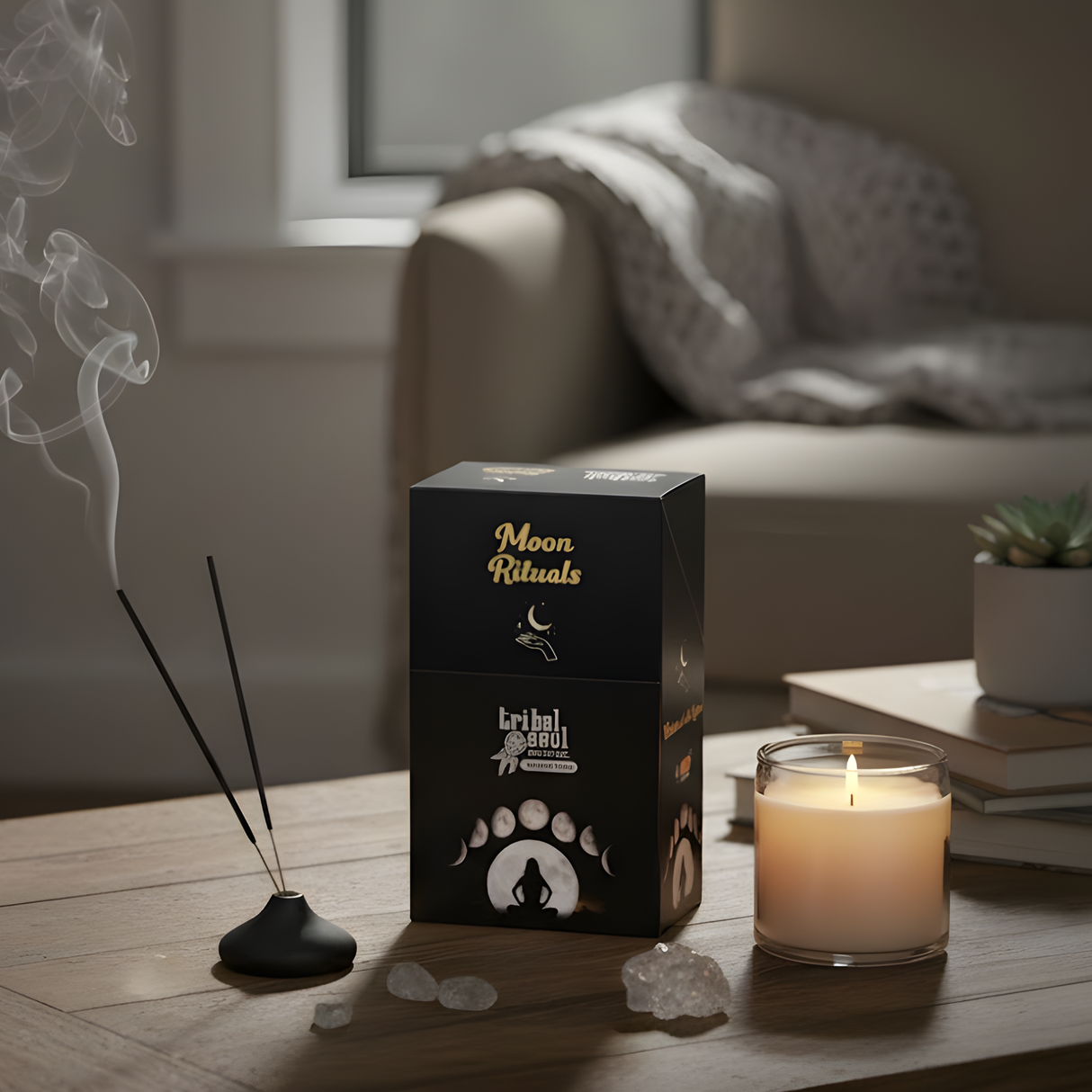 Vonné tyčinky a držák - Měsíční rituál kmenová duše