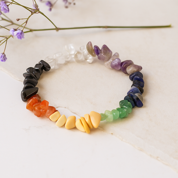 Bracelet Chakra Pierres de Cristal 7 Chakras en Éclats