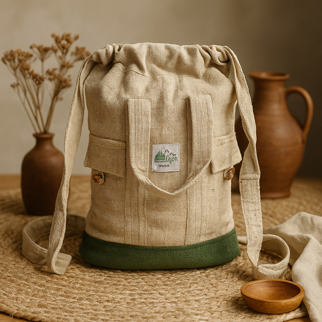 Mochila para Portátil em Cânhamo e Algodão Boho