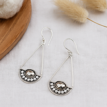 18k Gold 925 Silver Drop Earrings Pair