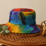 Boho festivalový klobouk s nášivkami z konopné bavlny batikovaný