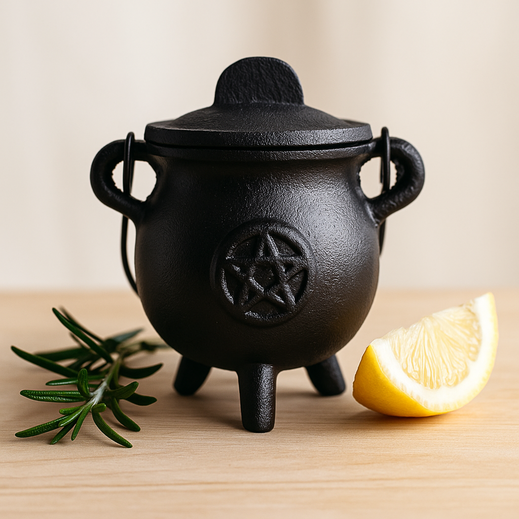 Cast Iron Cauldron Pentagram 6.5 x 13 cm