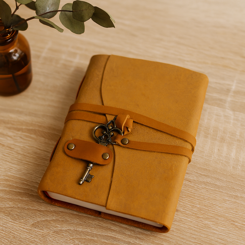 Leather Journal With Key, 200 Pages 13x18cm