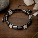 Bracciale Magnetico Ematite Shamballa Cubi Rosa