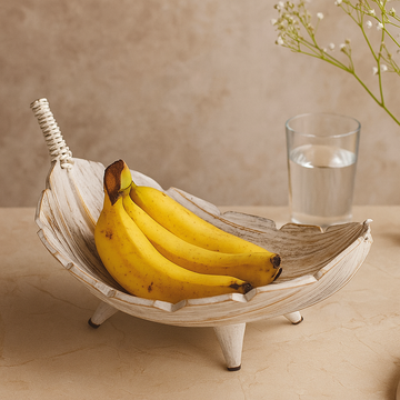 Fruit Bowl Large Coconut Leaf Whitewash