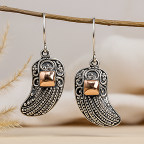 Angel Wing Earrings Pair, Gold and Sterling Silver
