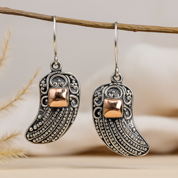 Angel Wing Earrings Pair, Gold and Sterling Silver