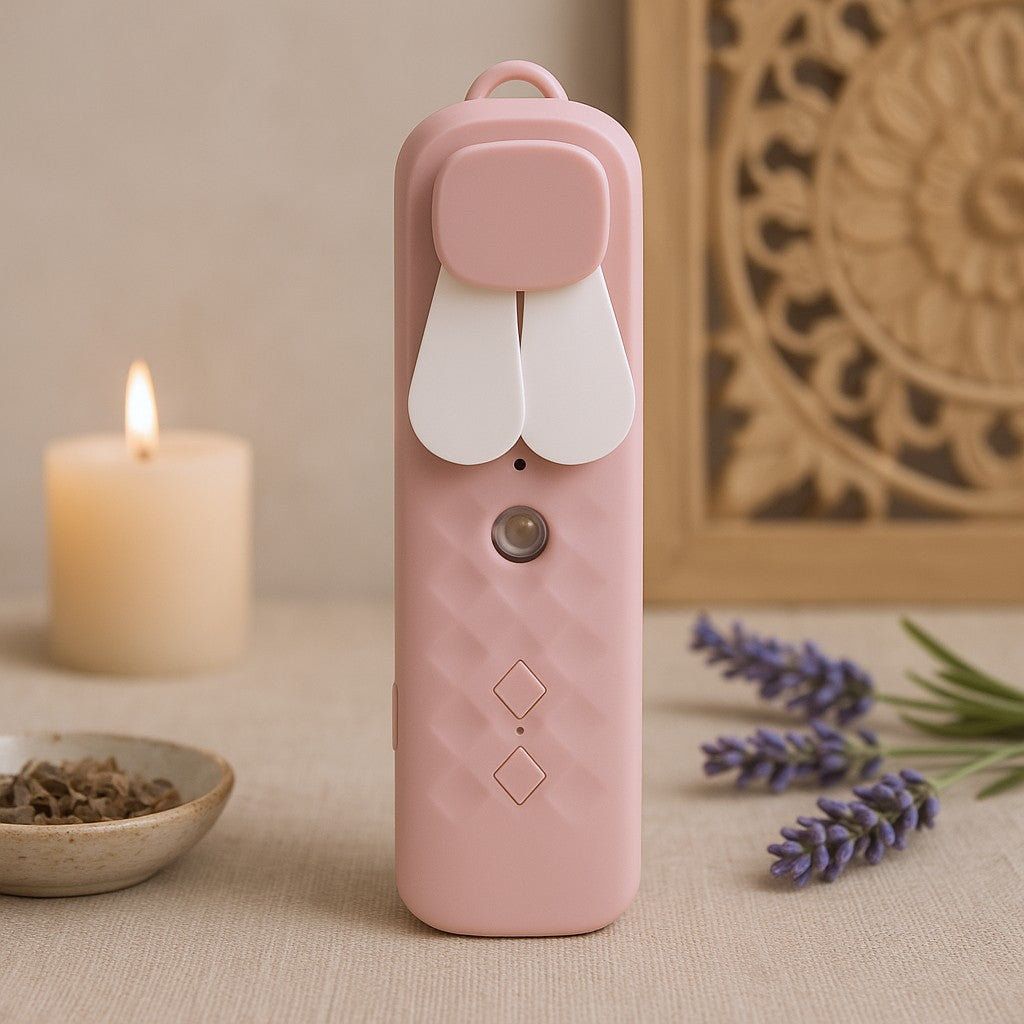 Nano köd arcventilátor permetező USB újratölthető rózsaszín