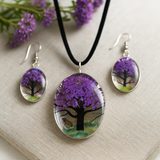 Schmuck aus gepressten Blumen - Lebensbaum-Set - Lavendel