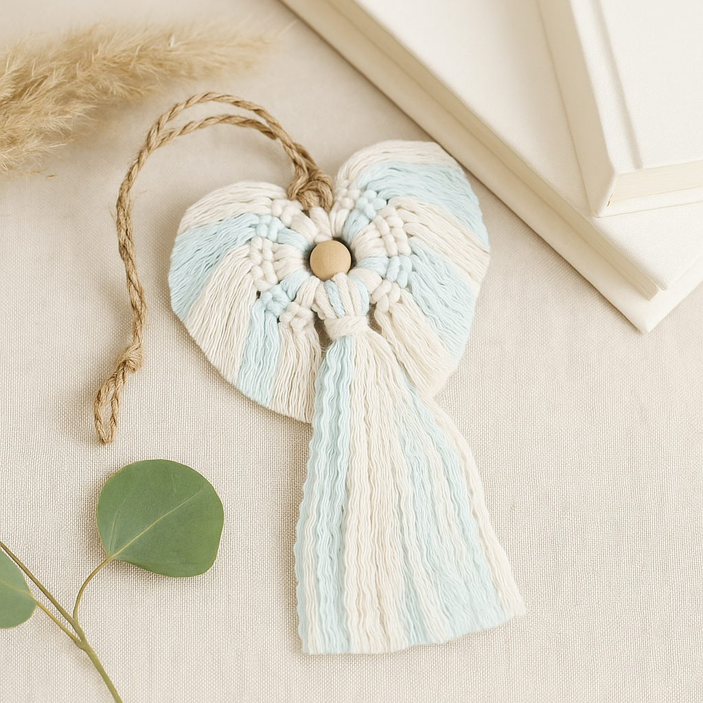 Ángel de la guarda de macramé para niño