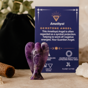 Amethyst Crystal Angel Figurine, Hand Carved