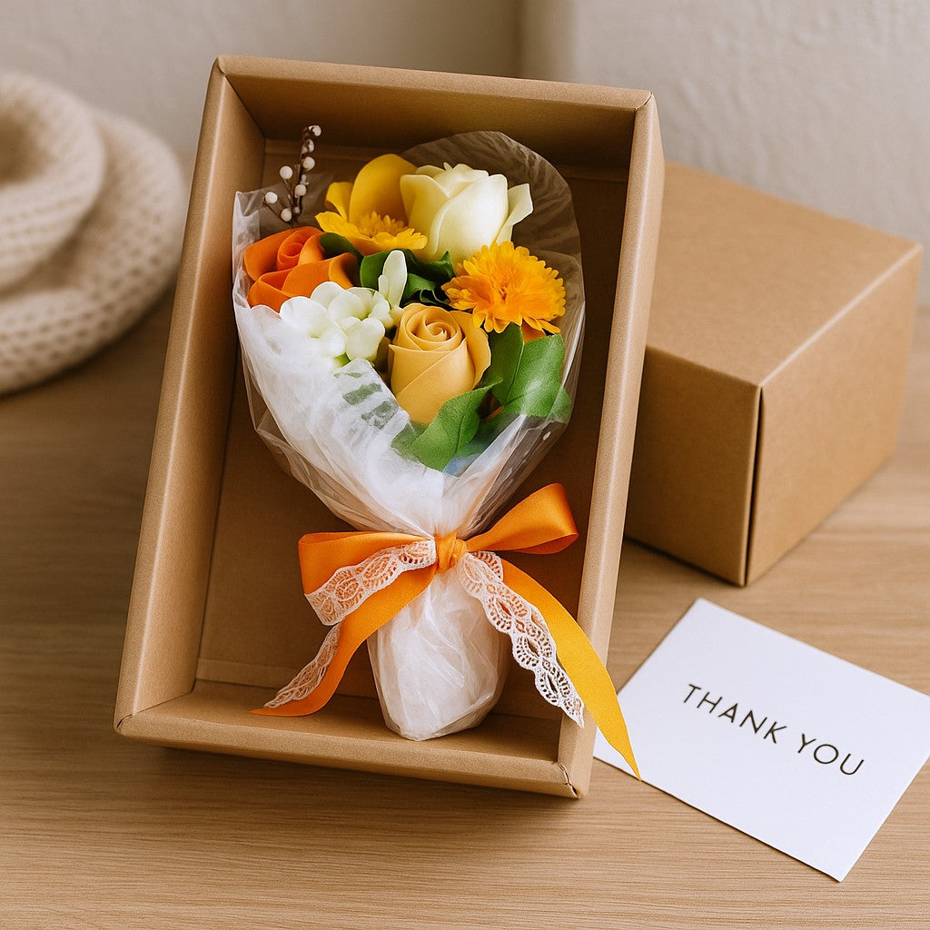 Soap Flower Bouquet Gift Box, Orange