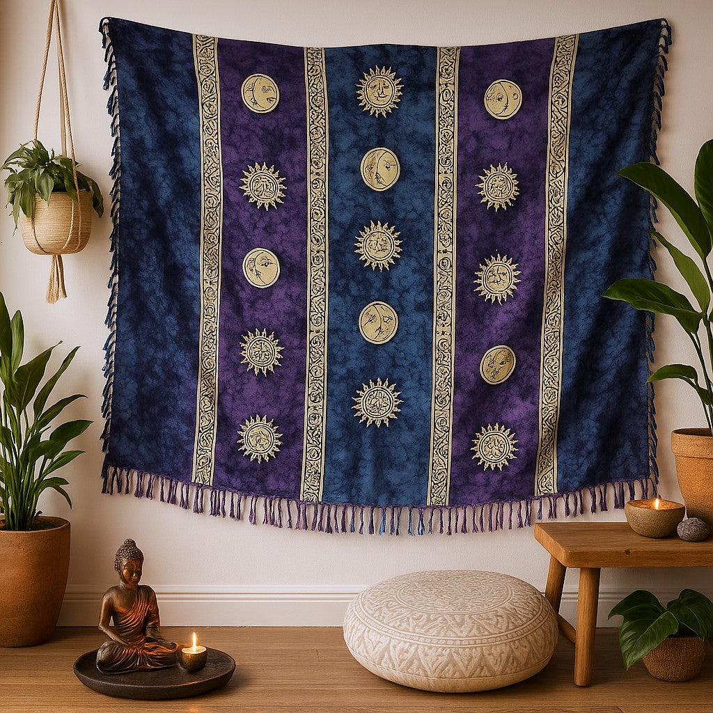 Sarong Celtic Lucky Coins Purple Teal Bali