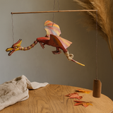 Rotes Kokosnuss-Drachen-Mobile 37cm