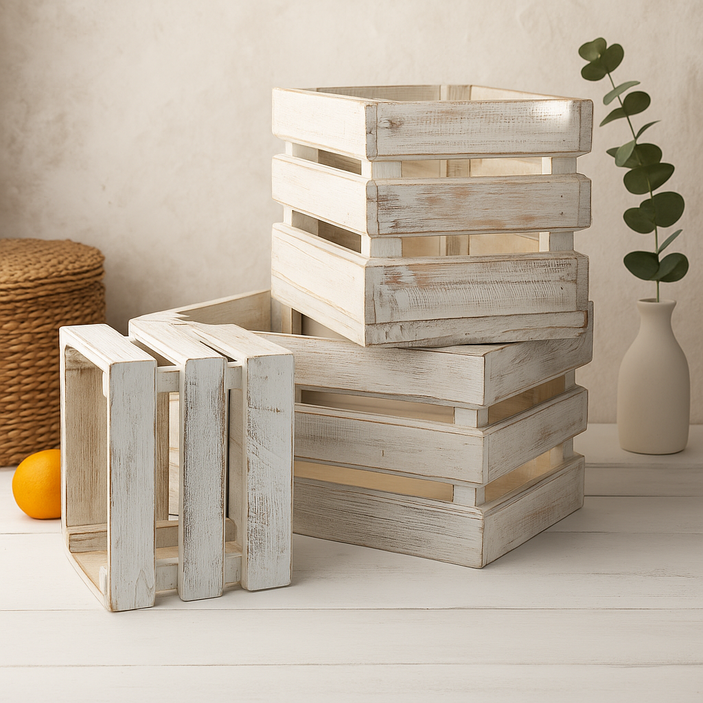 Obstkisten 3er Set - Whitewash