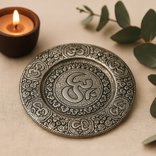 Incense Holder Polished Aluminium Om Round 11cm, Incense Burner