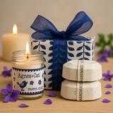 Cutie cadou cu lumânare Parma Violet, 2 efervescente de baie