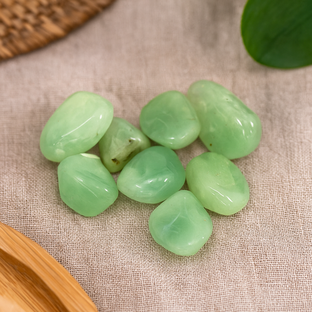 Prehnite Tumbled Stones, 24 Piece Set