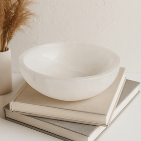 Selenite Bowl 15 cm Round Morocco, Ritual Bowl