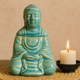 Quemador de aceite de Buda sentado - Azul