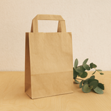 Kraft Paper Bags Flat Handle 175x270x215mm 250 Pack