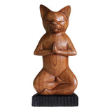 Handgeschnitzte Yoga-Katzen - Lotus