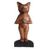 Handgeschnitzte Yoga-Katzen - stehend