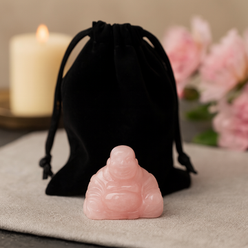 Rosenkvarts Buddha Figur – 35x40x23mm