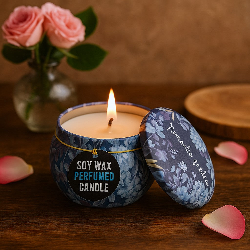 Soy Scented Tin Candle - Tea And Rose